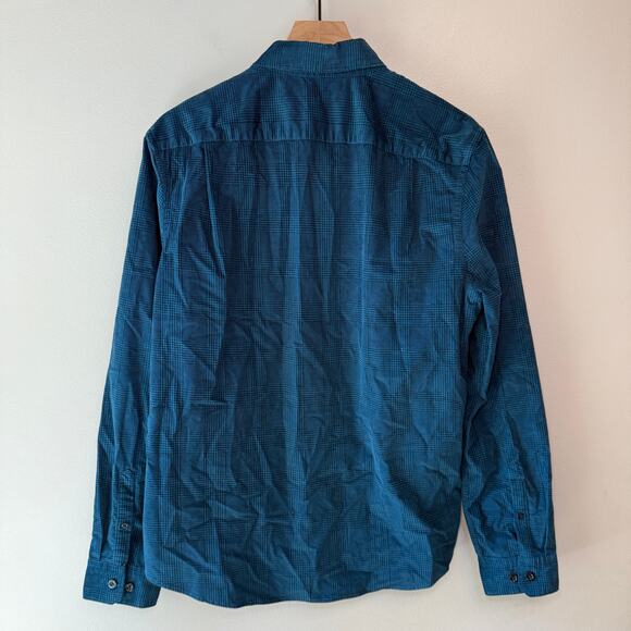 Express Men's Long Sleeve Corduroy Plaid Button Dress Shirt Blue Size Medium - Picture 6 of 6